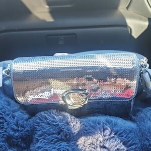 Coach Silver Sequin Clutch